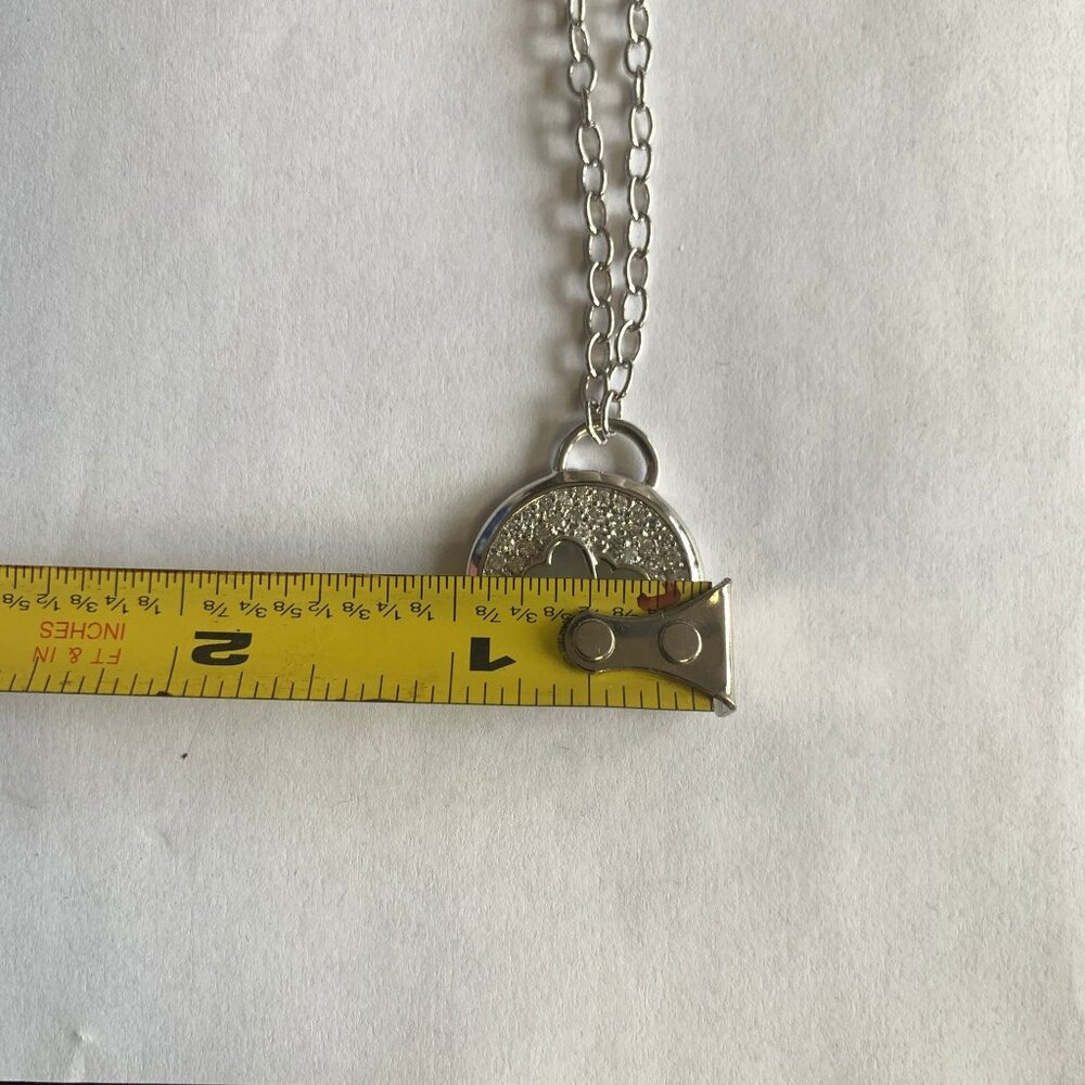 Hearts and Cubic Zirconia Pendant on 16" Choker Size Alloy Chain - Picture 10 of 13